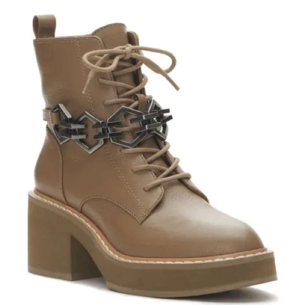 Vince Camuto Keltana Leather Combat Boots Brown Size 9